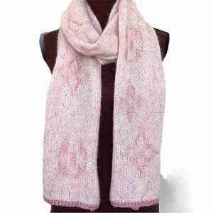 Pink Louis Vuitton Wool Wrap Medallion Logomania Reversible Scarf